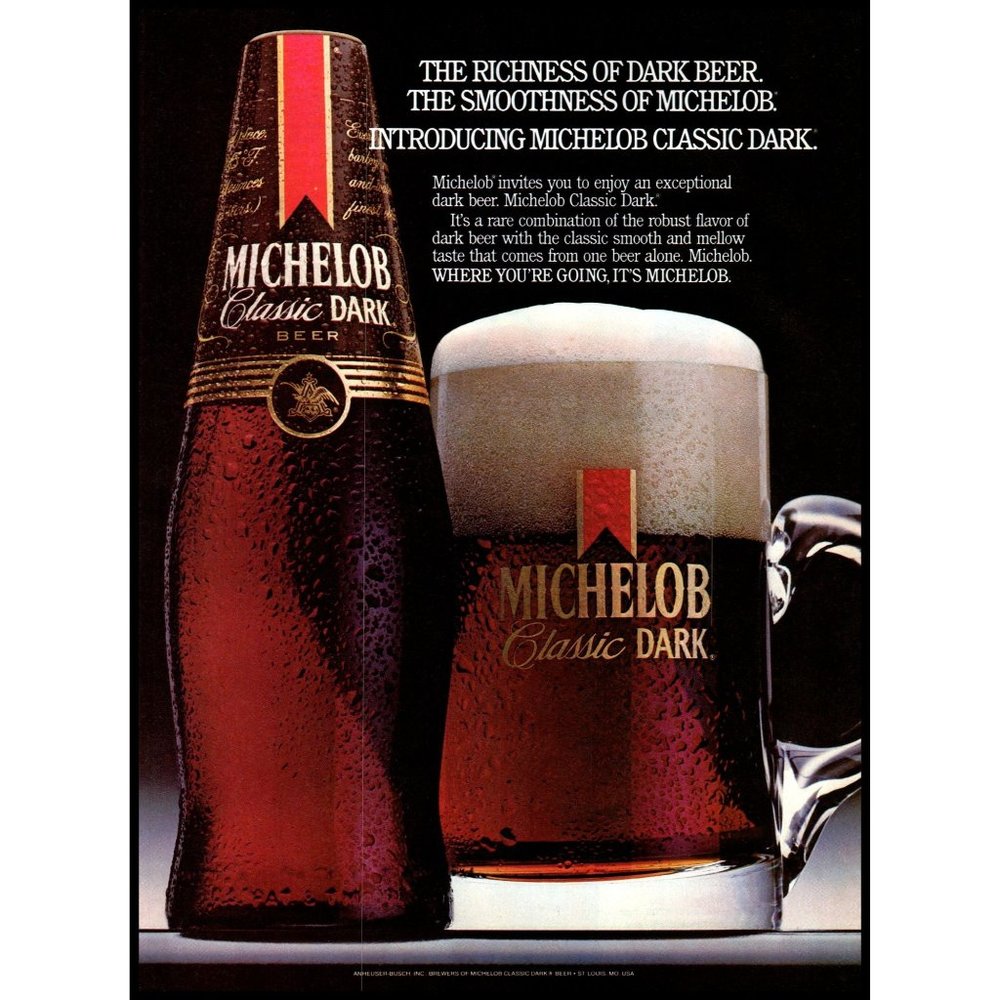 1985 Michelob Classic Dark Beer Vintage Print Ad Man Cave Decor Wall Art Mug